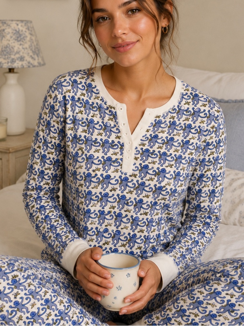Roller rabbit monkey pajama top extra small